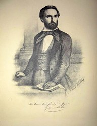 Gottfried Kinkel als Abgeordneter, Lithografie von Bernhard Höfling, 1849
