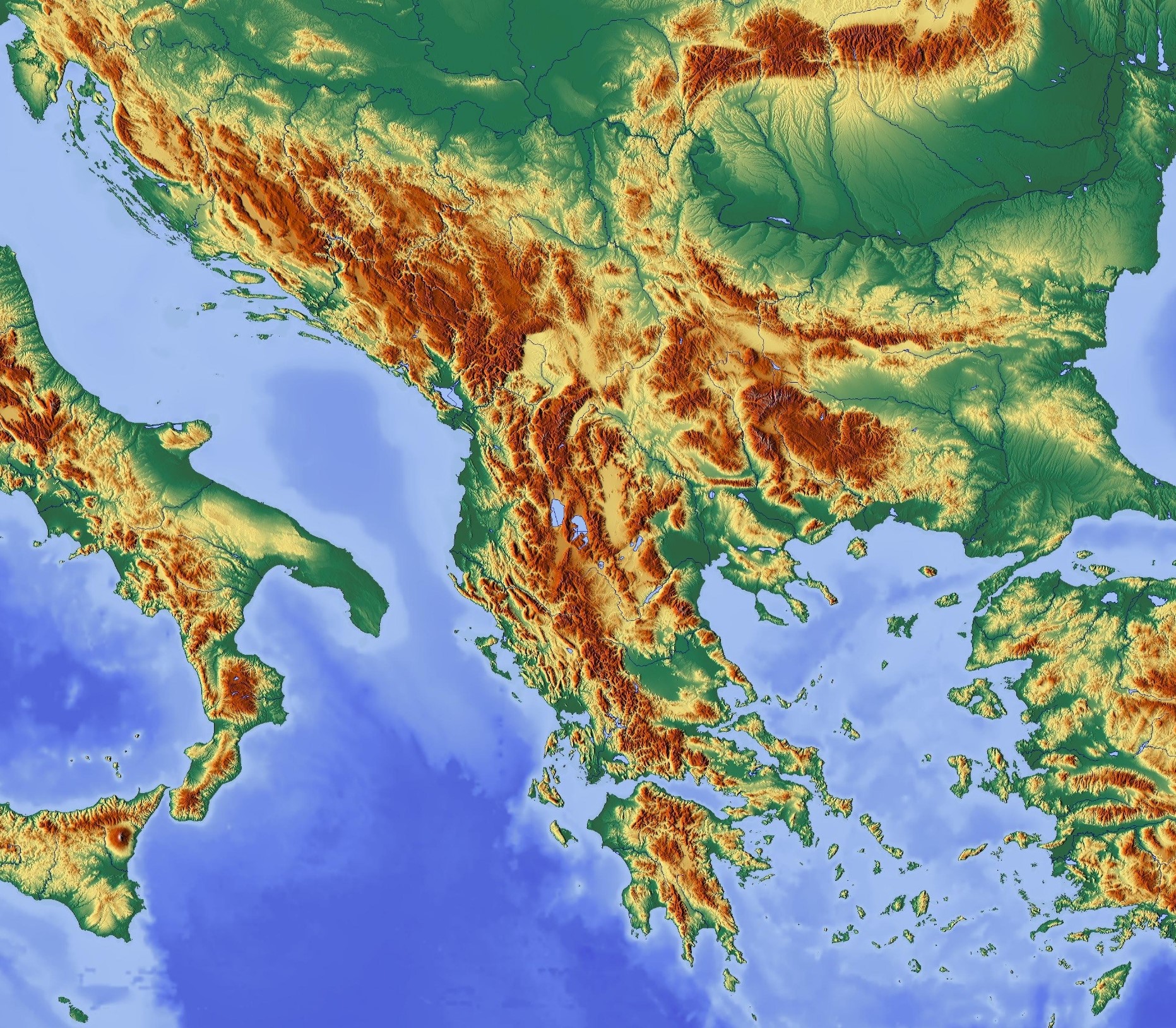 Karte Südeuropa, Ausschnitt Balkanhalbinsel * Grafik: Hans Braxmeier, Pixabay